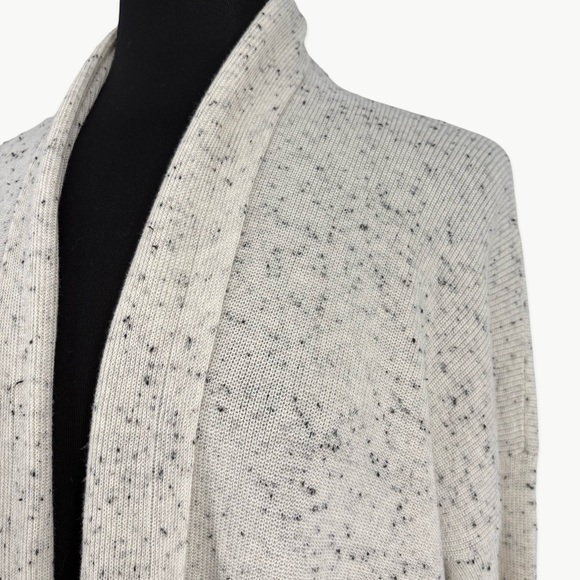 Eileen Fisher Organic Cotton Speckle High Collar Cardigan | XS | Neutral/Black - Picture 6 of 14